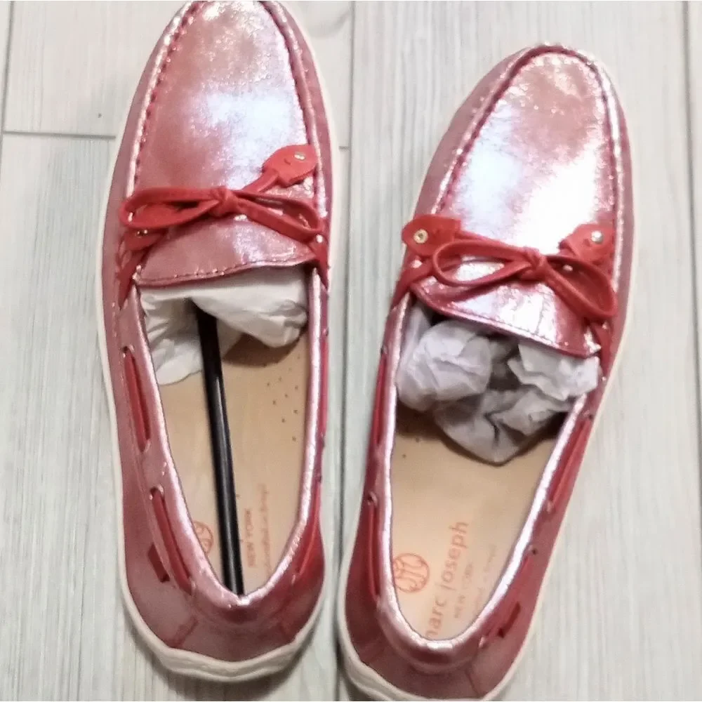 (31-0482) MARC JOSEPH slip on glimmer red leather CYPRESS HILL shoes Sz 4.5